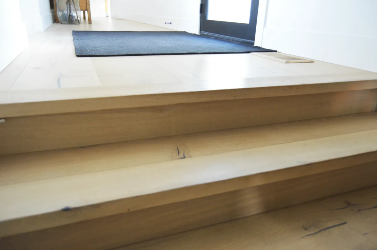Stair transition into hardwood floor