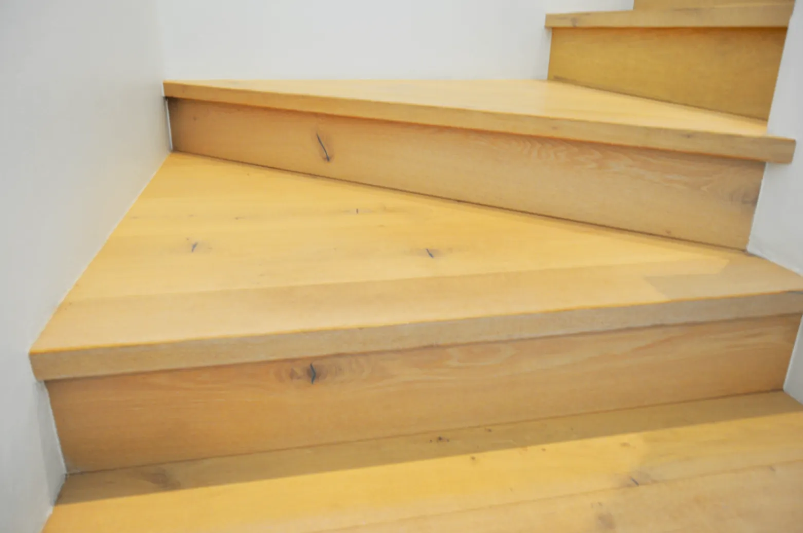 Angled view of oak stair treads