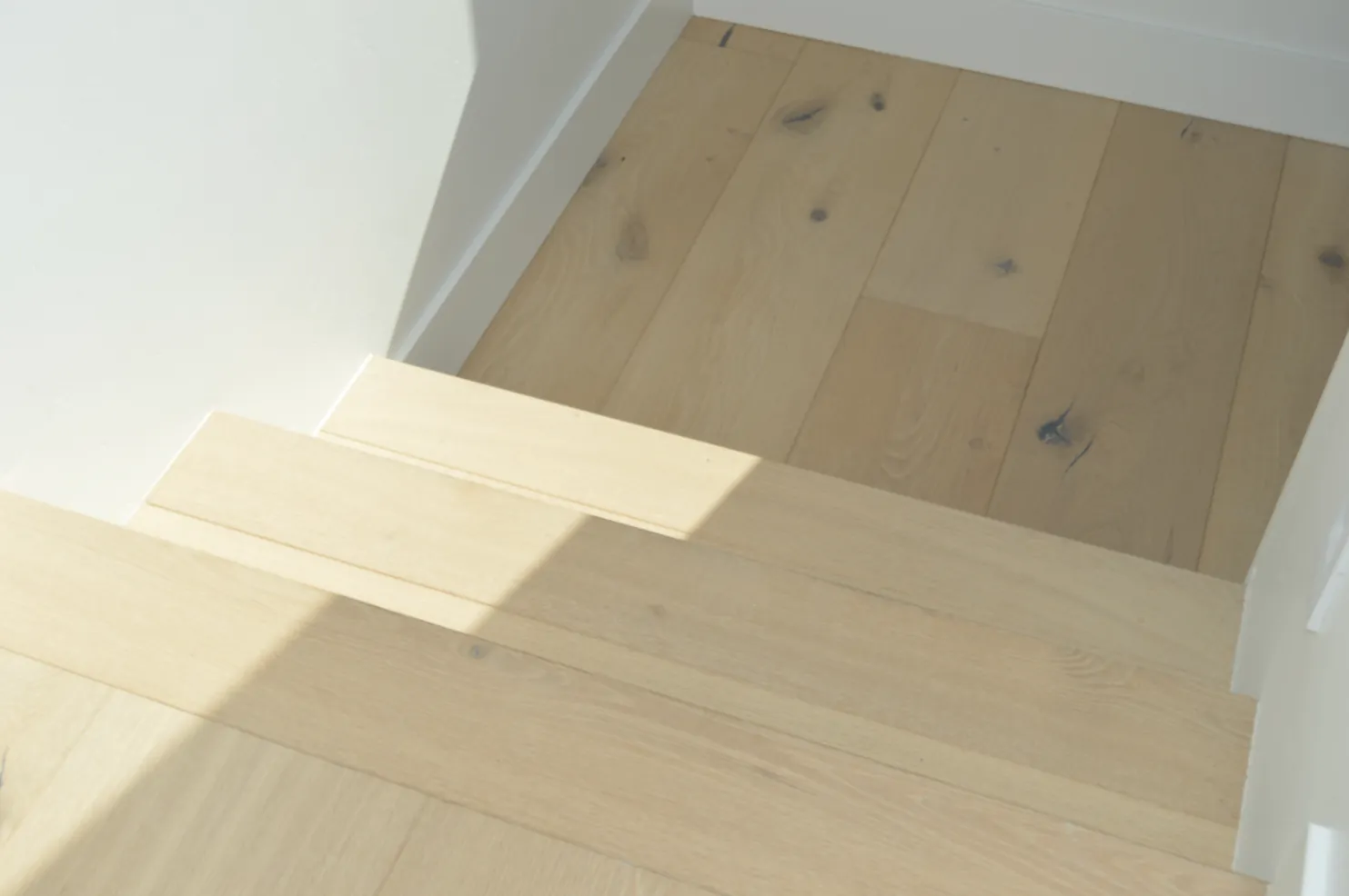 Landing with matched treads and flooring