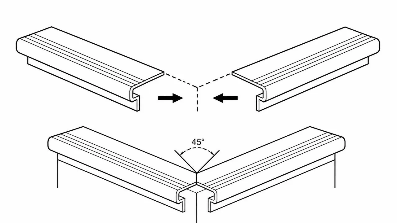 Diagram of a 45-degree mitered corner return